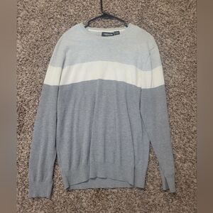 Men's gray and white sweater